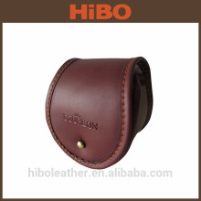 Genuine leather and artificial wool fly fishing casting reel case